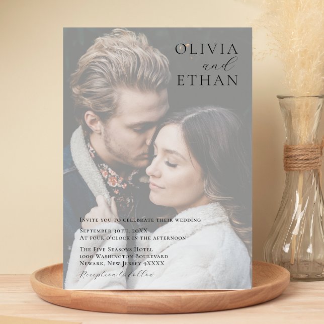 Personalised Minimalist Overlay Photo Wedding Invitation (Creator Uploaded)