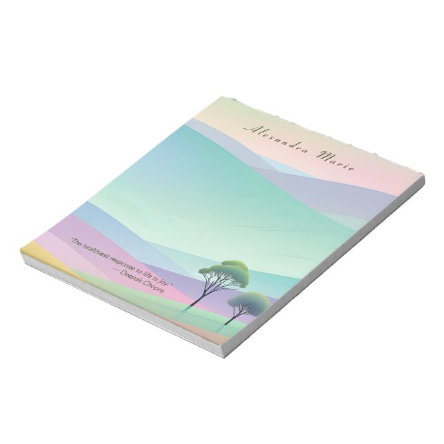Personalised Minimalist Pastel Landscape Notepad (Rotated)