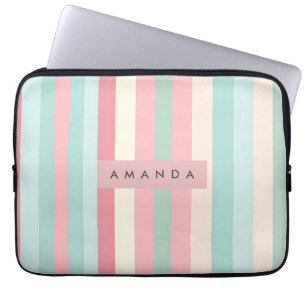 Personalised Minimalist Pastel Stripes  Laptop Sleeve