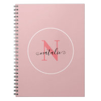 Personalised Minimalist Pink Spiral Notebook