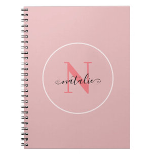 Personalised Minimalist Pink Spiral Notebook