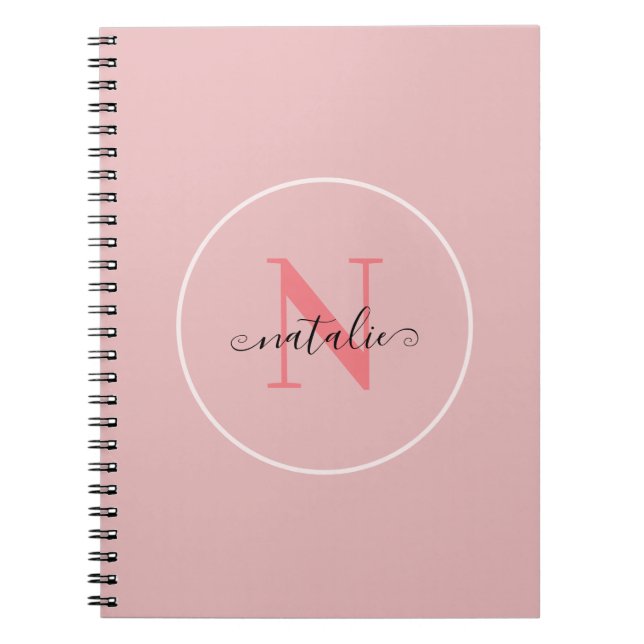 Personalised Minimalist Pink Spiral Notebook (Front)