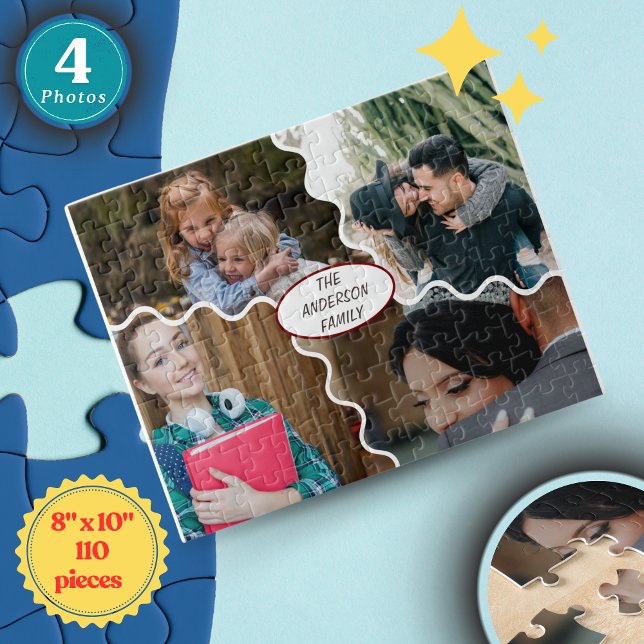 Personalised Minimalist Puzzle | Memorable Gift  (Custom 4-Photo Collage Jigsaw Puzzle | 8”x10” 110-Piece Personalized Minimalist Puzzle)