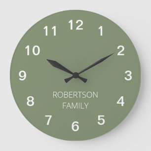 Personalised Minimalist Sage Green Wall Clock