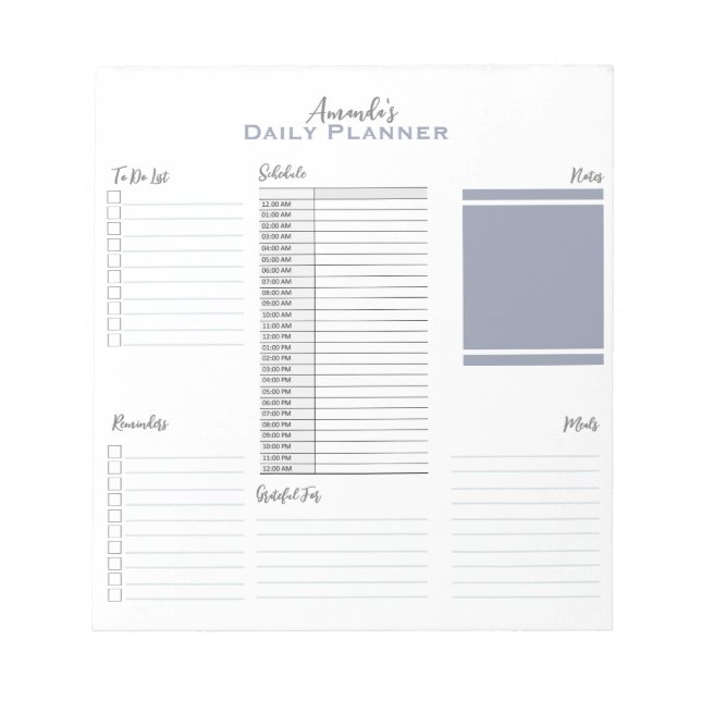Personalised Minimalist Schedule Daily Planner  Notepad (Front)