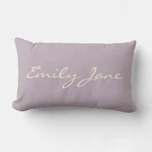 Personalised Minimalist Script Name Soft Lavender Lumbar Cushion
