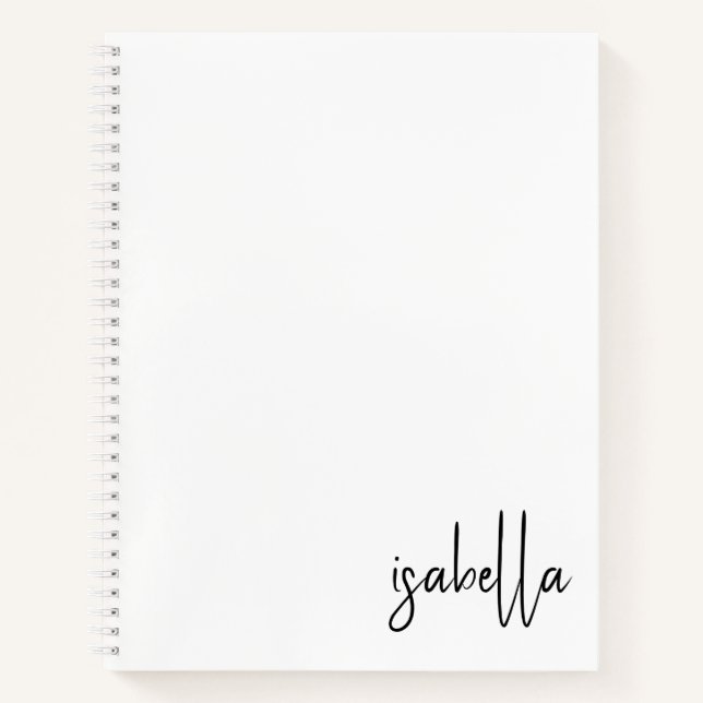 Personalised Minimalist Script Name Spiral  Notebook (Front)