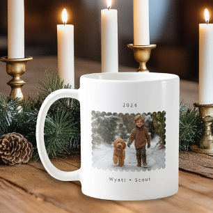 Personalised Minimalist Simple Scalloped Photo  Coffee Mug