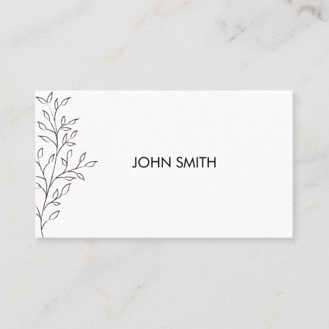 Personalised Minimalist Sketch Leaf Business Card (Front)