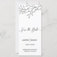 Personalised Minimalist Sketch Leaf Save the Date