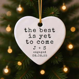 Personalised Minimalist Typography Engaged Ceramic Tree Decoration