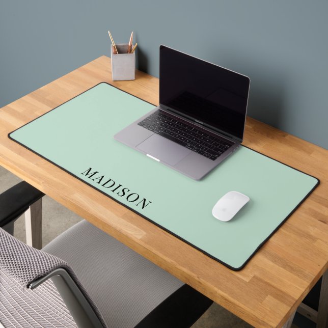 Personalised Minimalist Typography Solid Green  Desk Mat (Office 2)