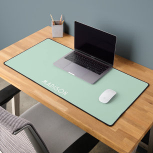 Personalised Minimalist Typography Solid Green  Desk Mat