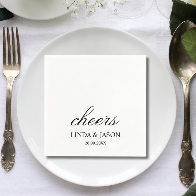 Personalised Minimalist Wedding Cocktail Paper Napkin (Creator Uploaded)