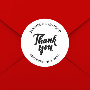 Personalised Minimalist Wedding Thank You Favour Classic Round Sticker