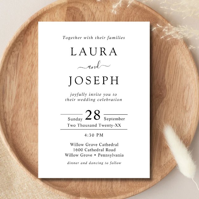 Personalised Minimalist White All In One Wedding Invitation (Creator Uploaded)