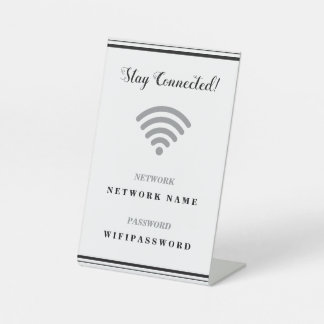 Personalised Minimalist Wifi Password and Network Pedestal Sign