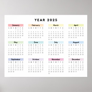 Personalised Minimalist Yearly Calendar Poster