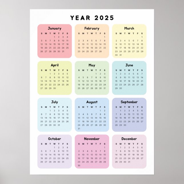Personalised Minimalist Yearly Planner Calendar Poster (Front)