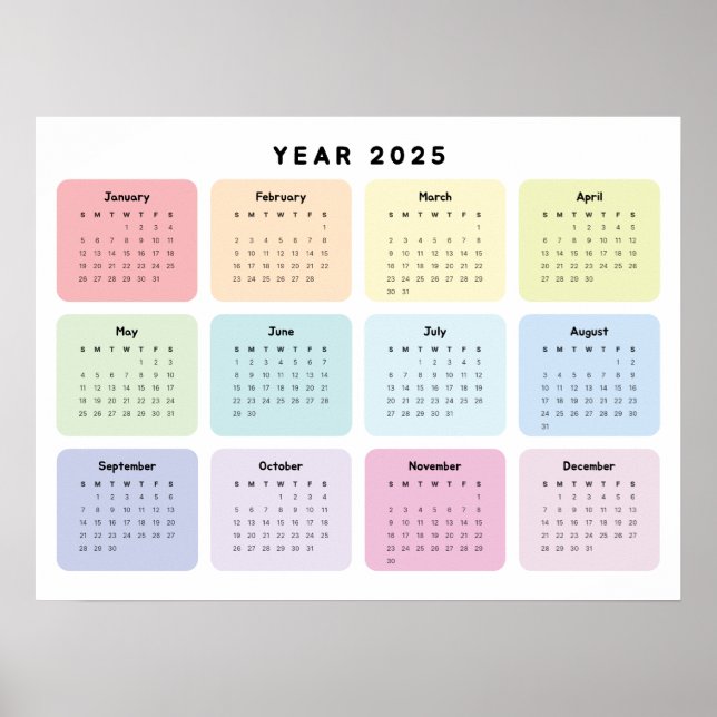 Personalised Minimalist Yearly Planner Calendar Poster (Front)