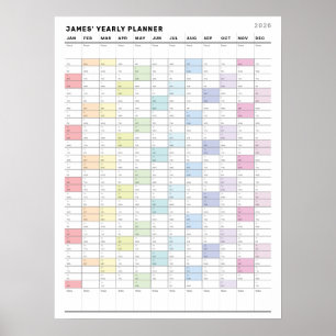 Personalised Minimalist Yearly Planner Poster