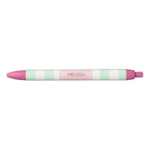 Personalised Mint and Pink Striped Pen