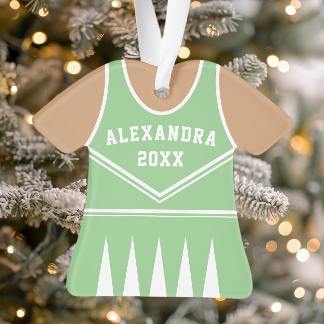 Personalised Mint Green Cheerleader Uniform Ornament (Creator Uploaded)