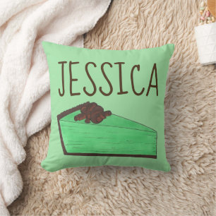 Personalised Mint Green Grasshopper Pie Slice Food Cushion