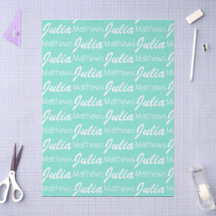 Personalised mint green minimalist tissue paper