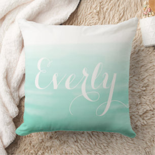 Personalised Mint Green Ombre Watercolor Cushion