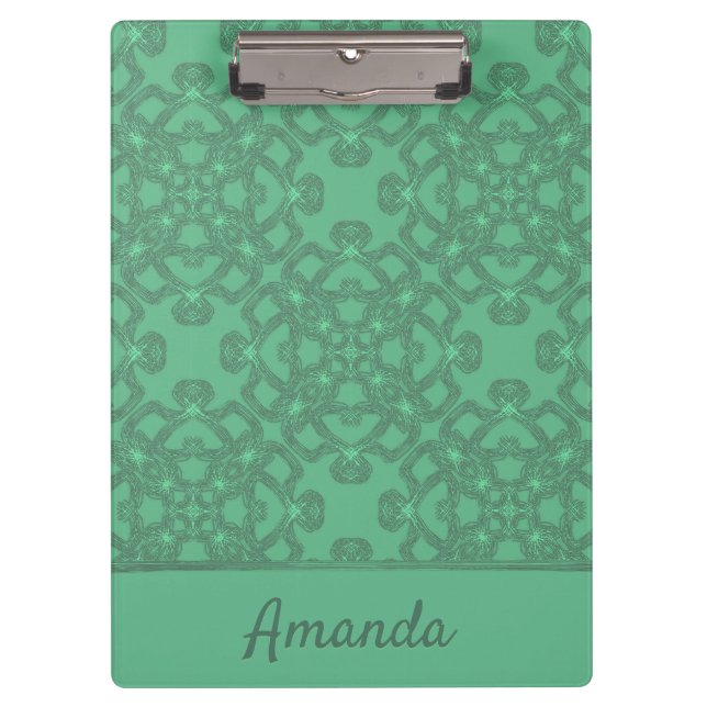 Personalised mint green pattern clipboard (Front)