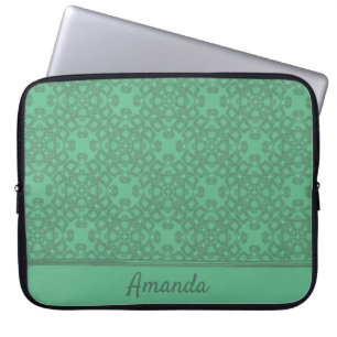 Personalised mint green pattern laptop sleeve