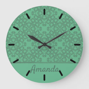 Personalised mint green pattern large clock