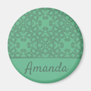 Personalised mint green pattern magnet