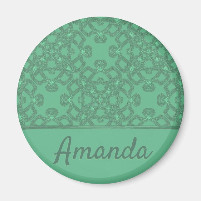 Personalised mint green pattern magnet (Front)