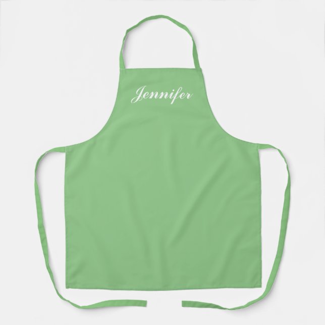 Personalised Mint Green Script Womens Chef Apron (Front)