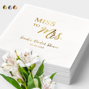 Personalised Miss to Mrs. Foil Bridal Shower Napkins