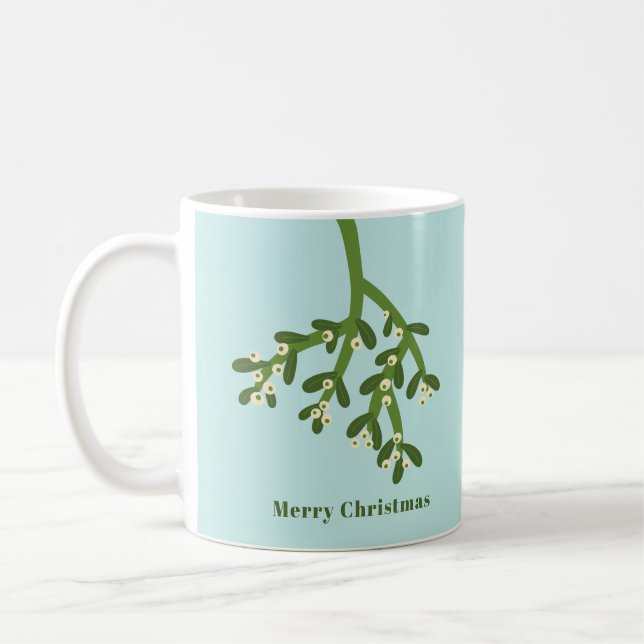 Personalised Mistletoe Christmas Coffee Mug (Left)