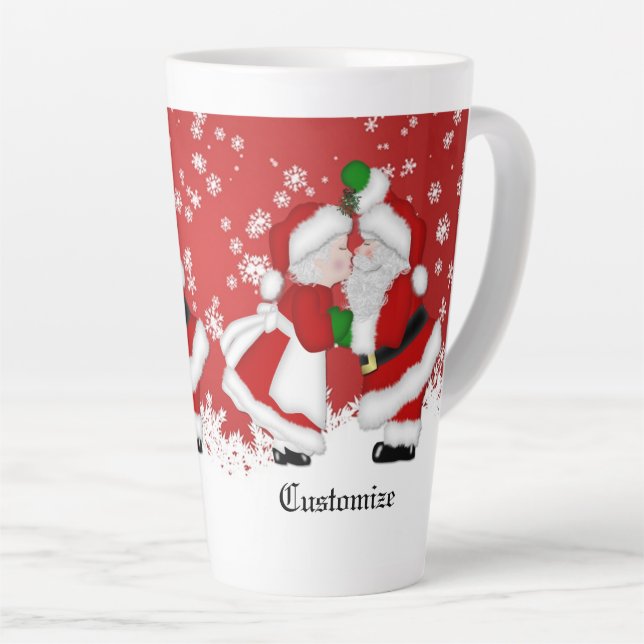 Personalised Mistletoe Santa Latte Mug (Right Angle)