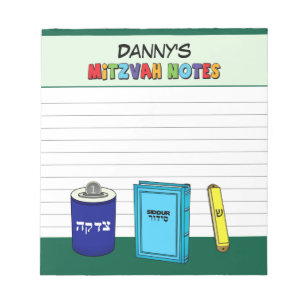 Personalised Mitzvah Items - Green Notepad