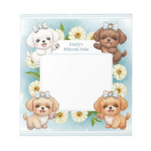 Personalised Mitzvah Note Notepad Floral Puppies