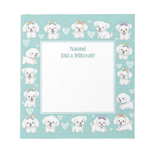 Personalised Mitzvah Note Notepad Mint Puppies