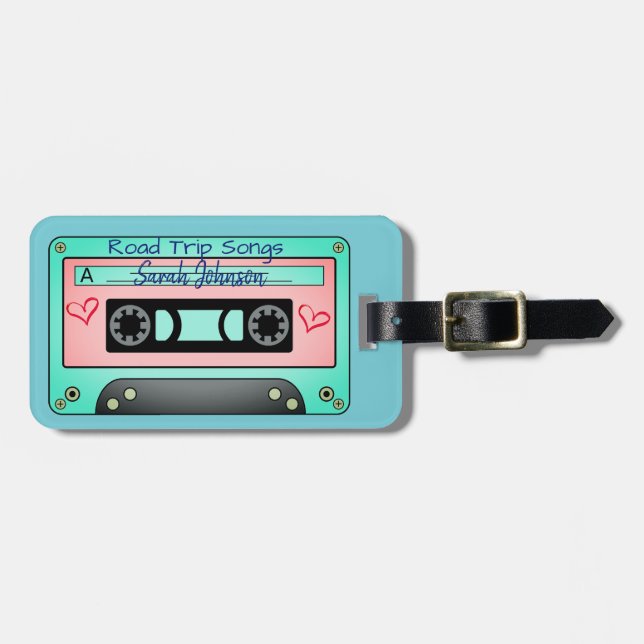 Personalised Mix Tape Luggage Tag (Front Horizontal)