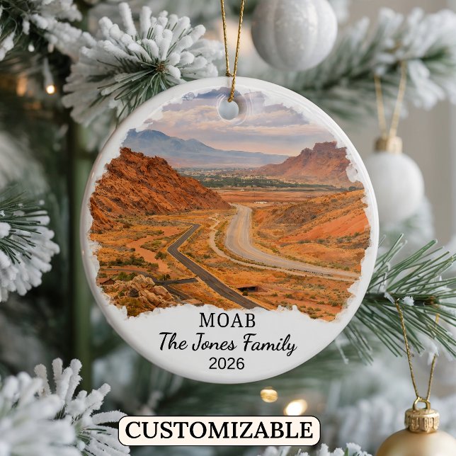 Personalised Moab Ornament, Custom Utah State Ceramic Tree Decoration (Creator Uploaded)