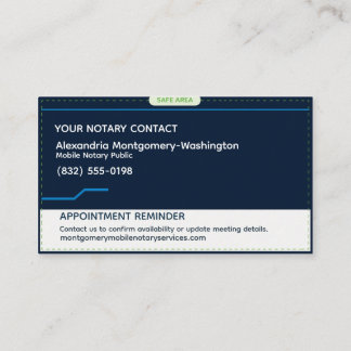 Personalised Mobile Notary Appointment Reminder Ca Calling Card