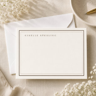 Personalised Mocha Brown Ivory Double Border Card