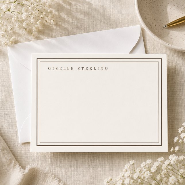 Personalised Mocha Brown Ivory Double Border Card (Creator Uploaded)