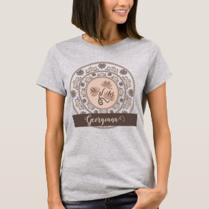 Personalised Mocha Rococo Revival Dot Mandala T-Shirt