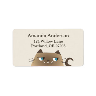 Personalised Mochi Cat Siamese Cute Return Address Label