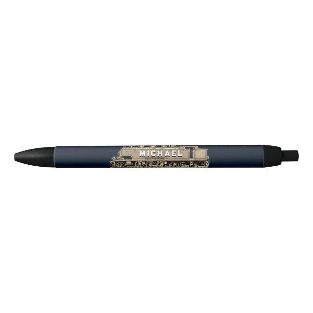 Personalised Model Train Blue Ink Pen (Front)